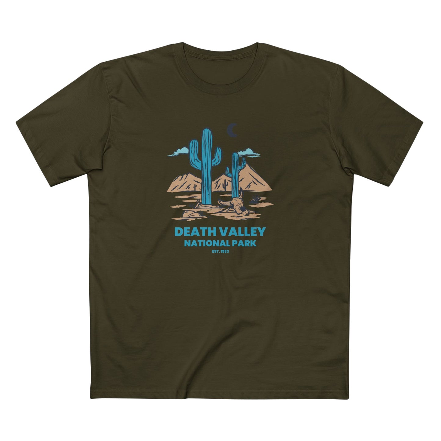 Death Valley National Park T-Shirt - Blue Cacti in Army