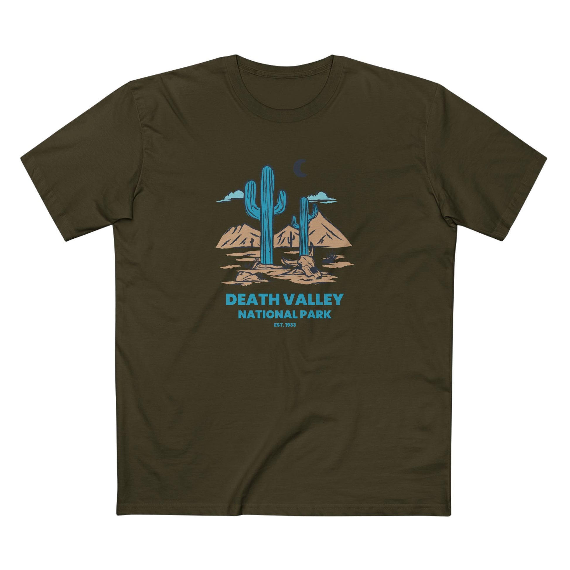Death Valley National Park T-Shirt - Blue Cacti in Army