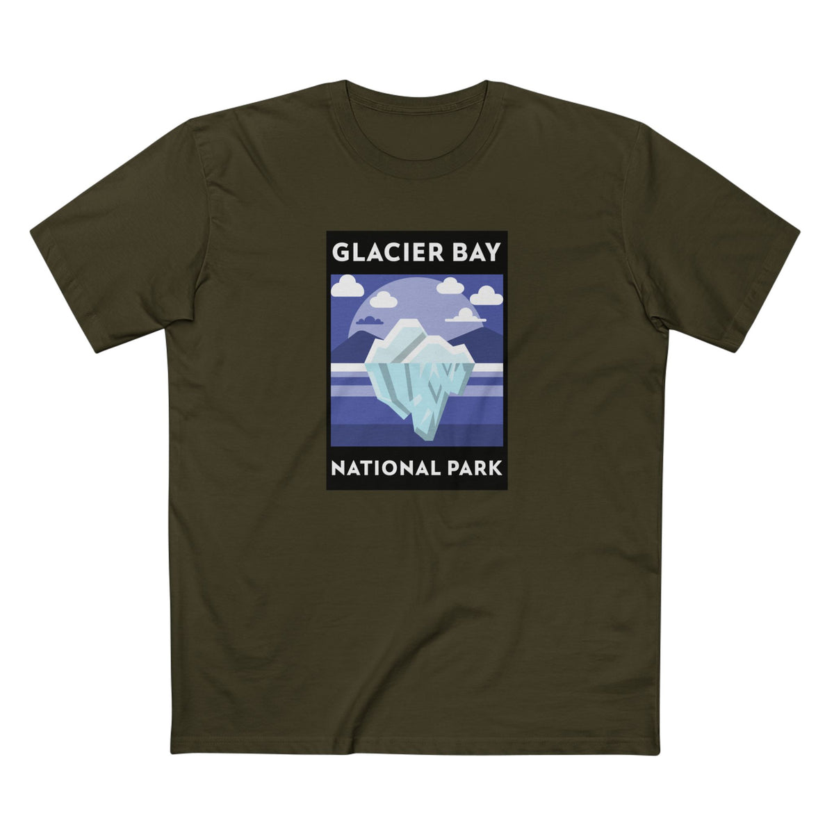 Glacier Bay National Park T-Shirt - Iceberg Poster in Army