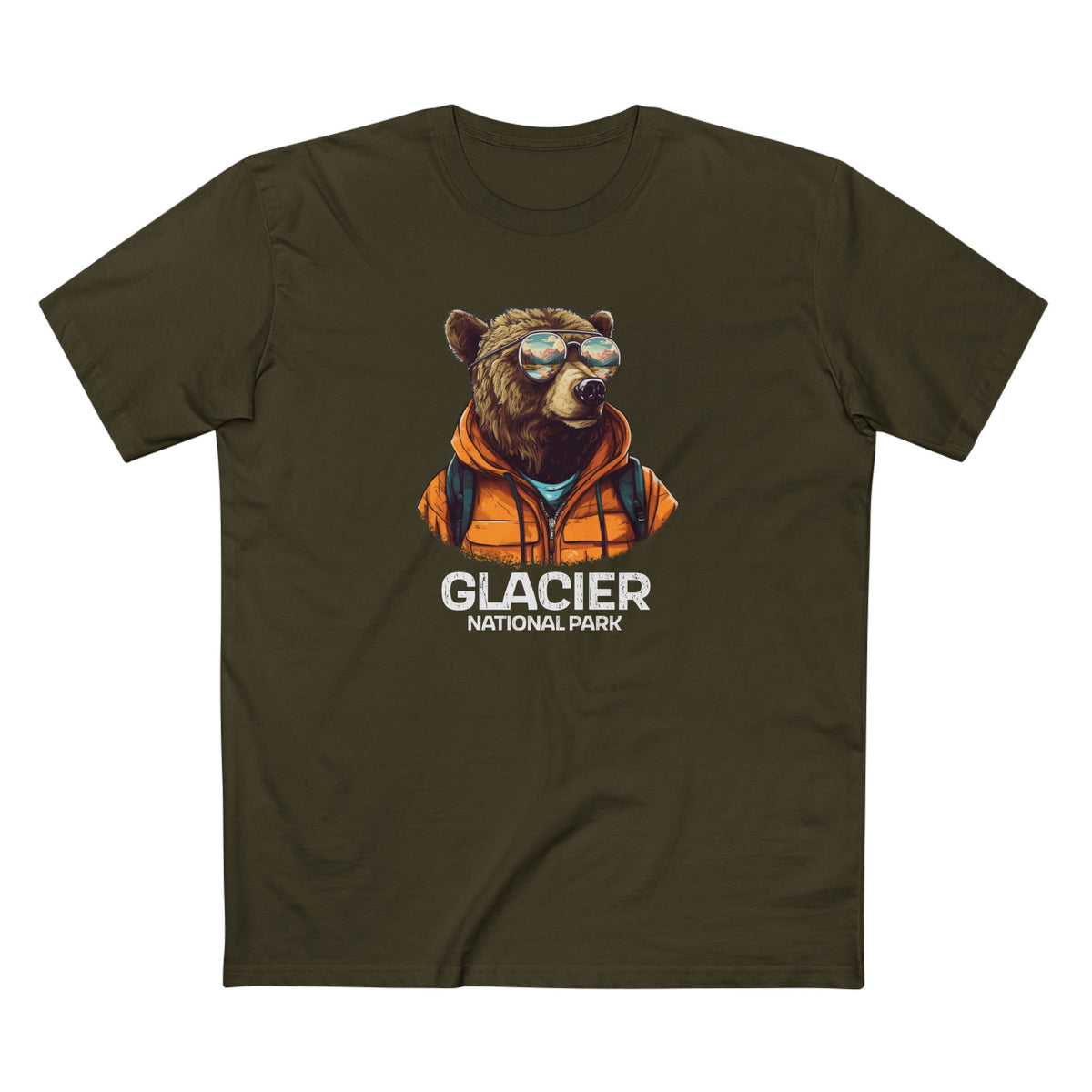 Glacier National Park T-Shirt - Grizzly Bear in Army