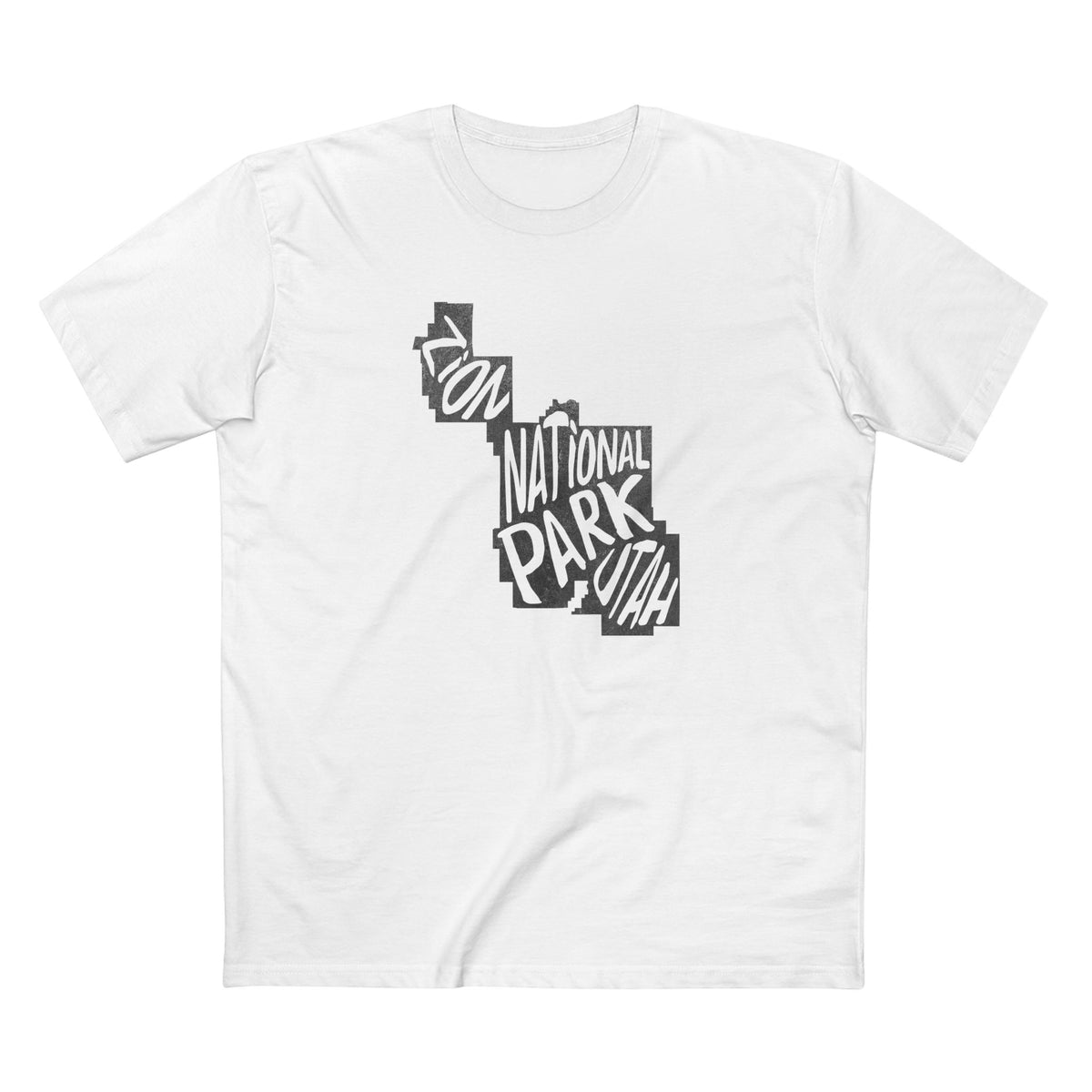 Zion National Park T-Shirt - Map in White