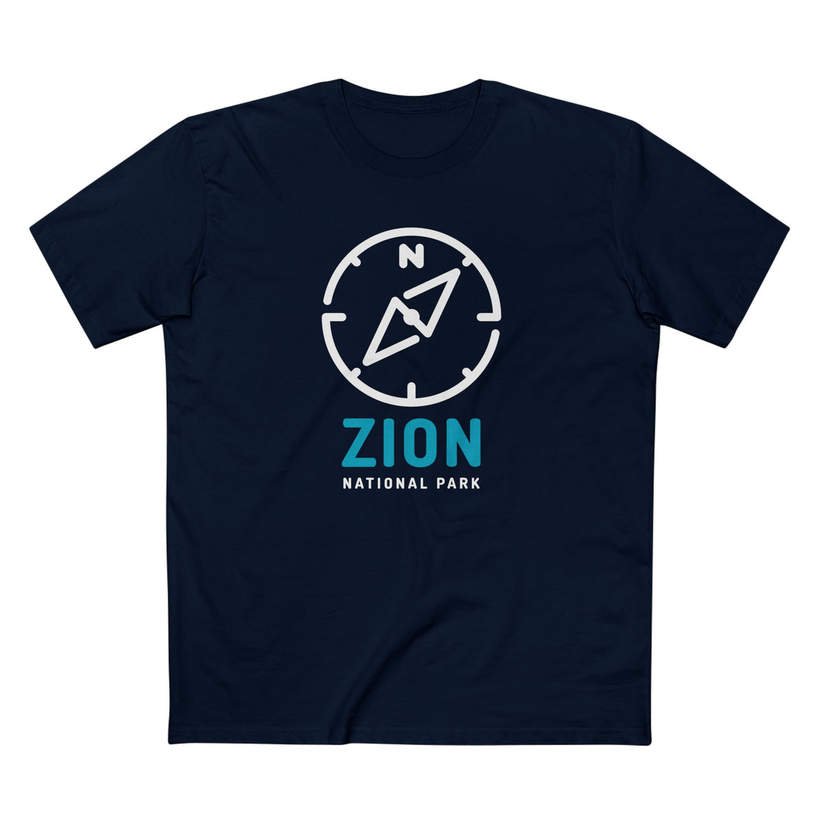 Zion National Park T-Shirt Compass Design in Navy