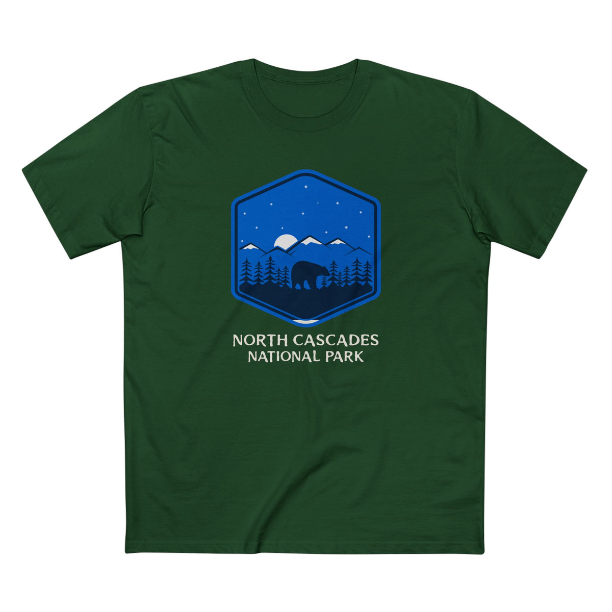 North Cascades National Park T-Shirt - Bear Graphic in Forest Green