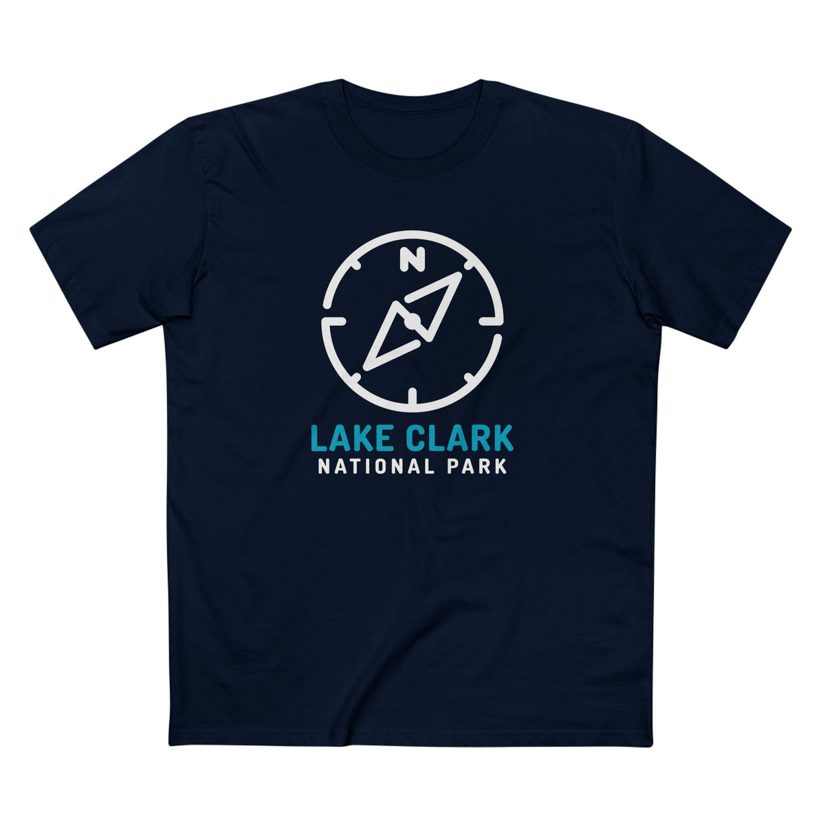 Lake Clark National Park T-Shirt Compass Design in Navy