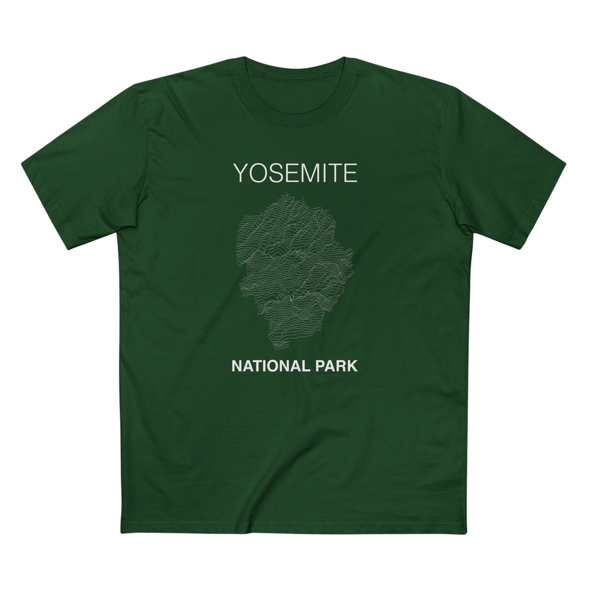 Yosemite National Park T-Shirt Lines in Forest Green