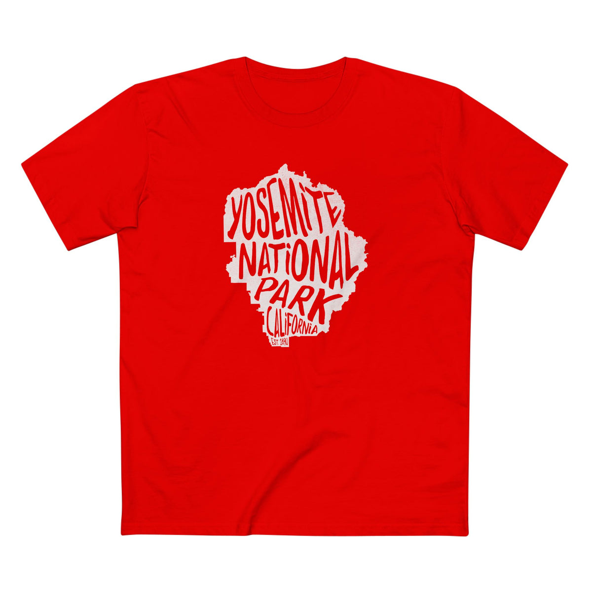 Yosemite National Park T-Shirt - Map in Red
