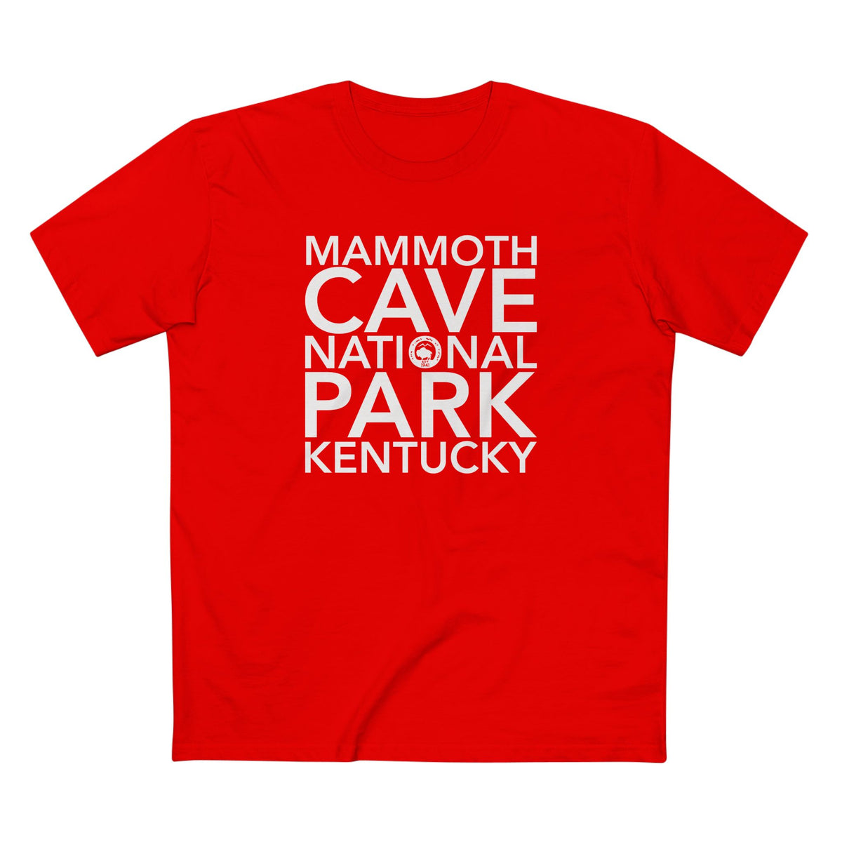 Mammoth Cave National Park T-Shirt Block Text in Red