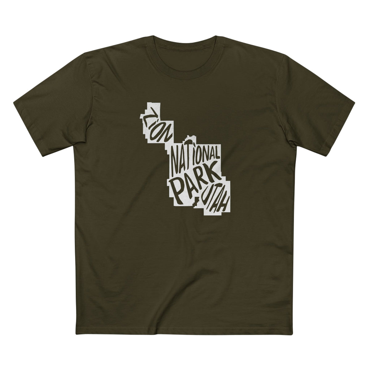 Zion National Park T-Shirt - Map in Army