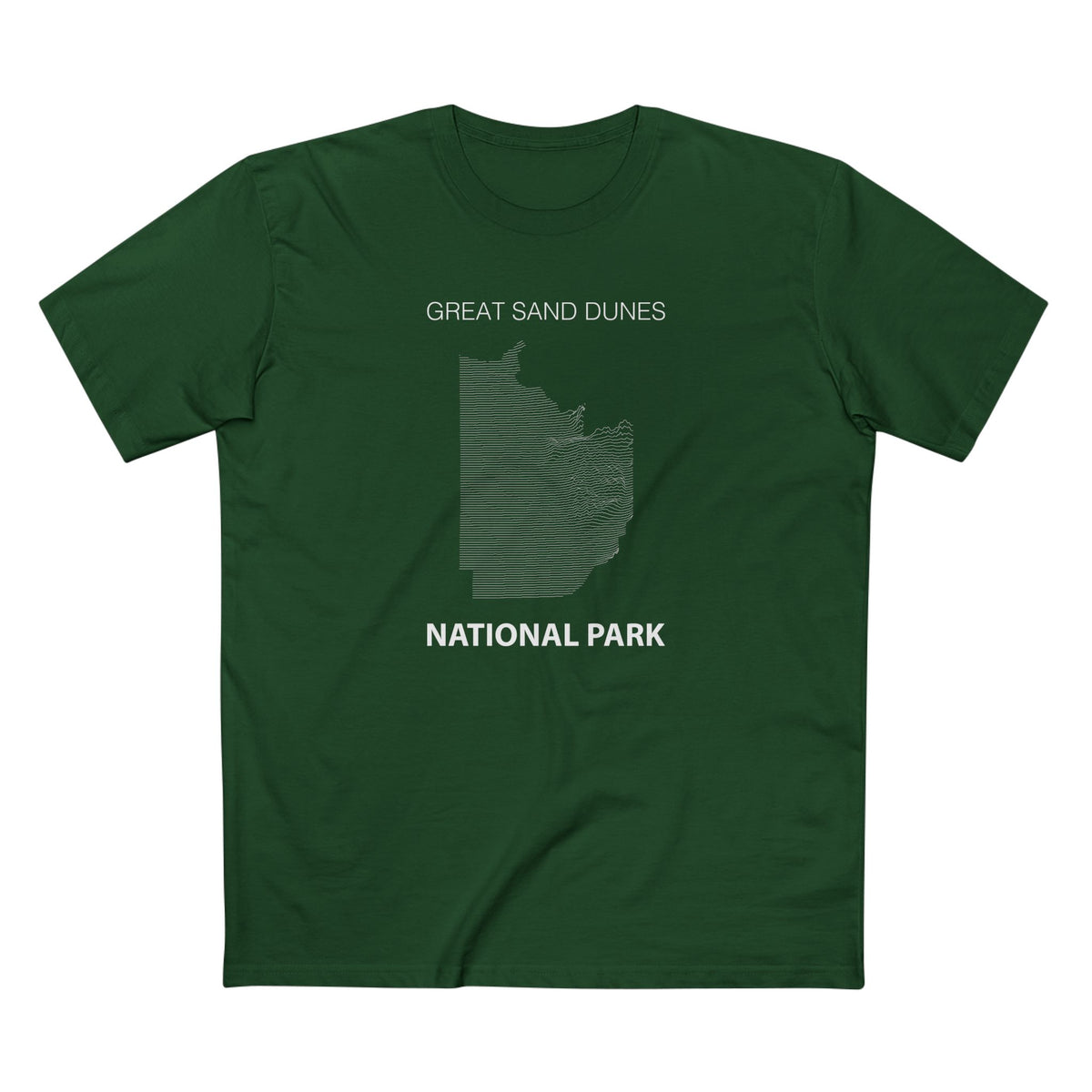 Great Sand Dunes National Park T-Shirt - Topographical Lines in Forest Green