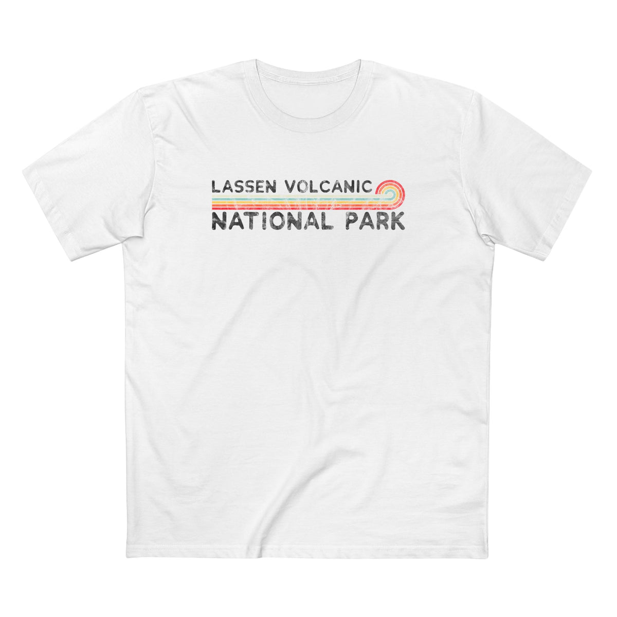 Lassen Volcanic National Park T-Shirt - Vintage Stretched Sunrise in White