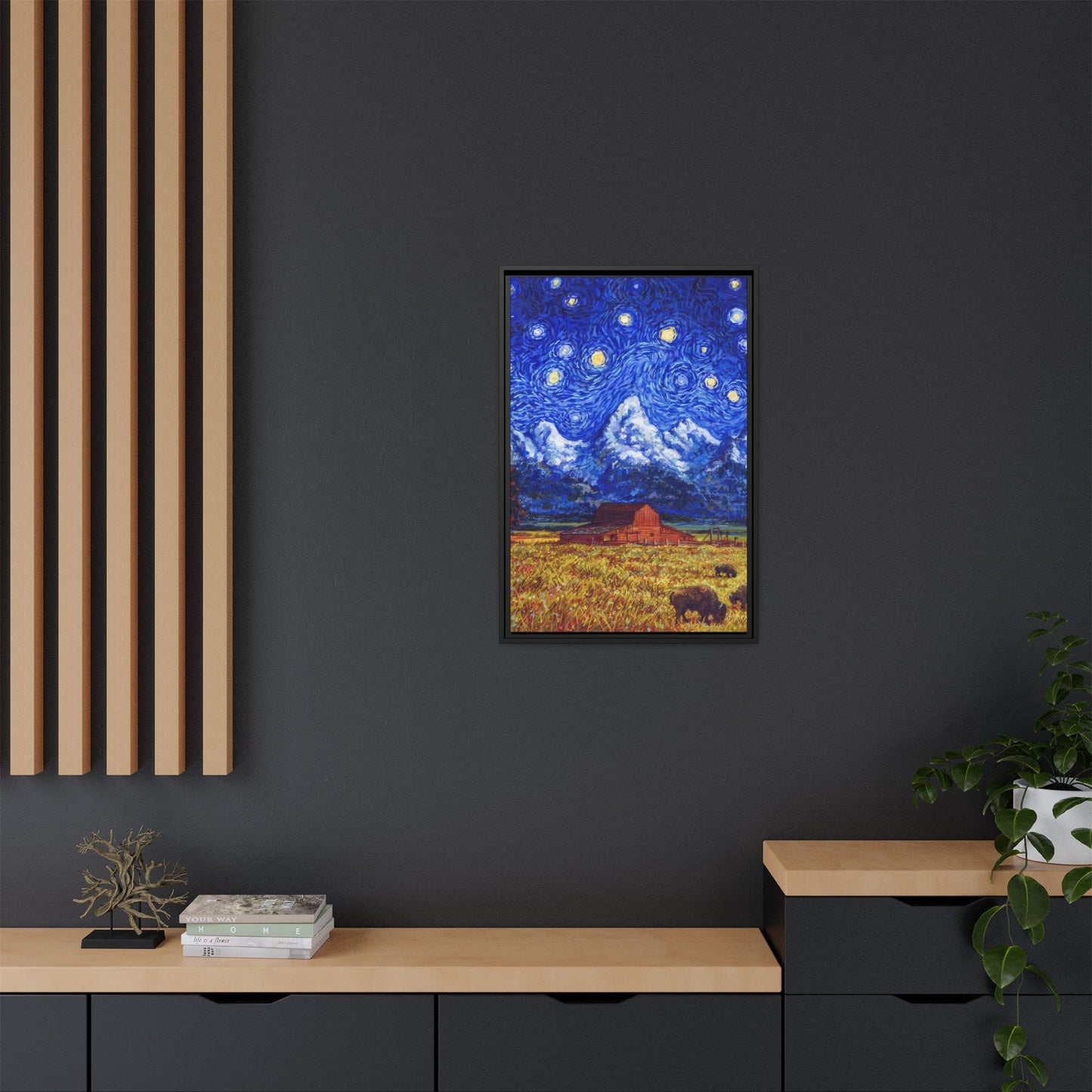 Grand Teton National Park Framed Canvas - The Starry Night