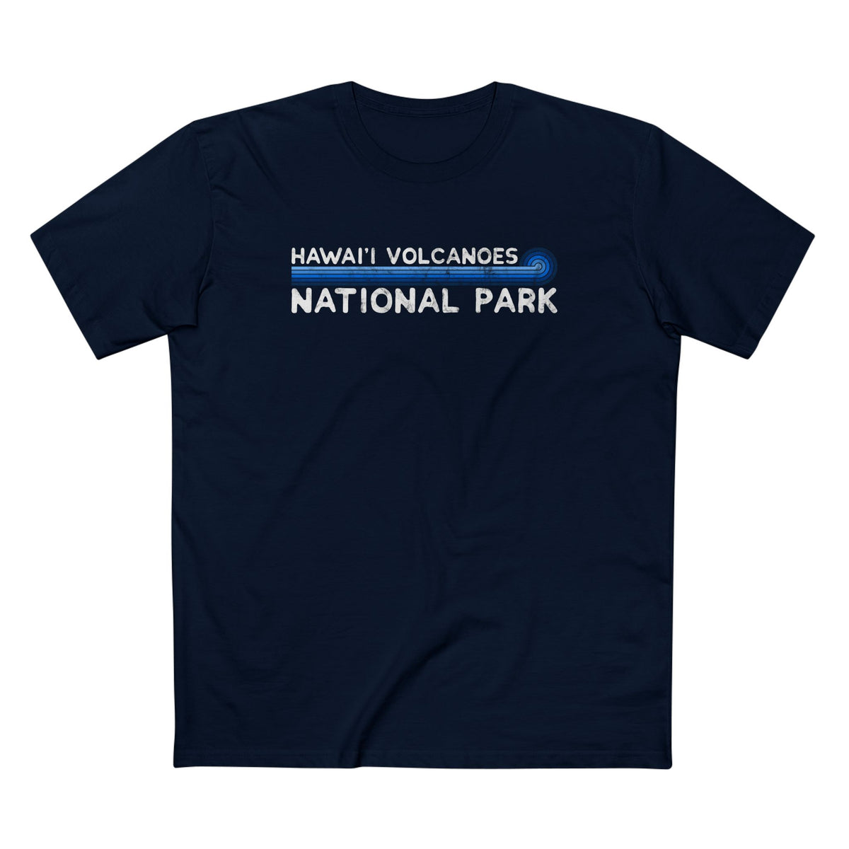Hawaii Volcanoes National Park T-Shirt - Blue Vintage Stretched Sunrise in Navy
