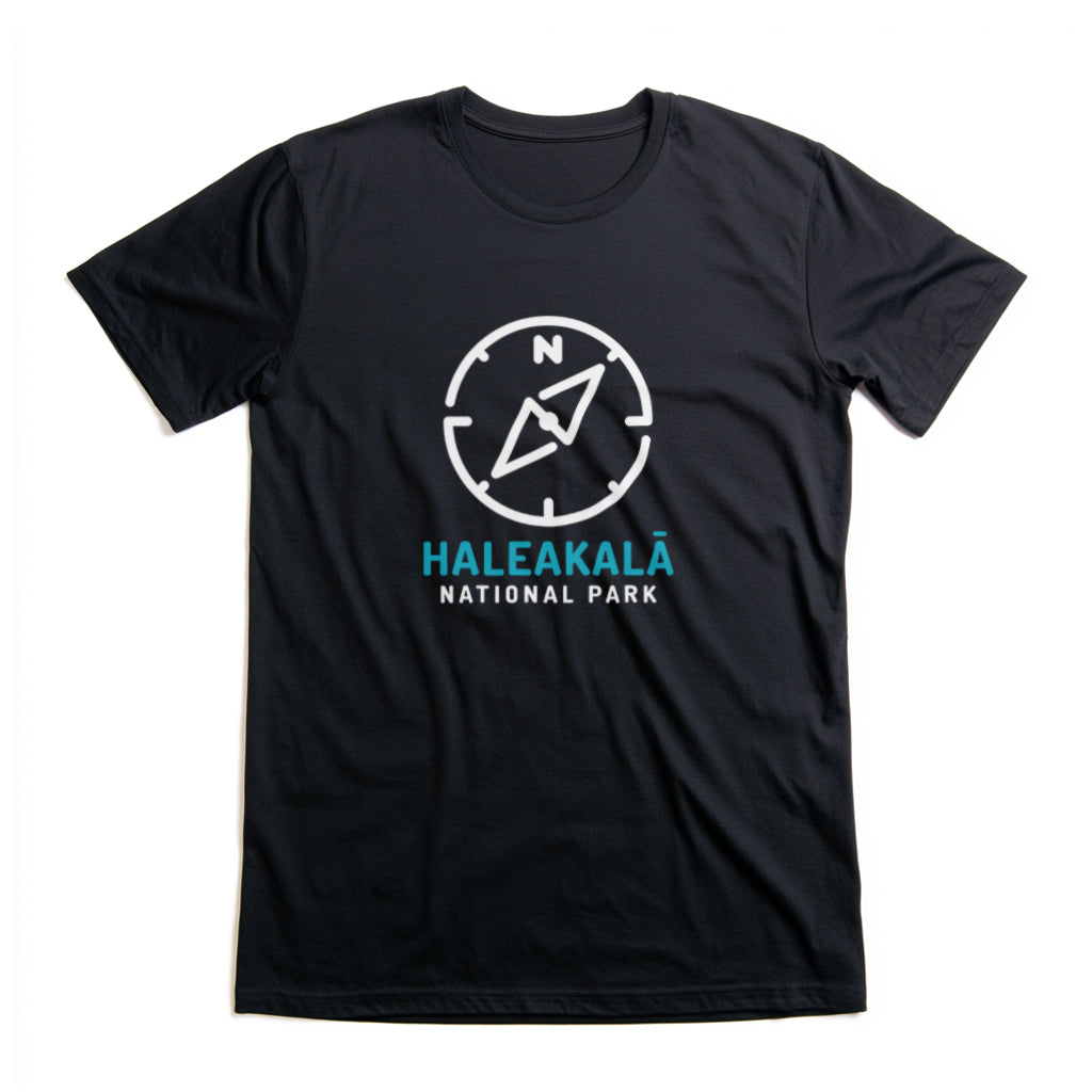 Haleakala National Park T-Shirt Compass Design in Black