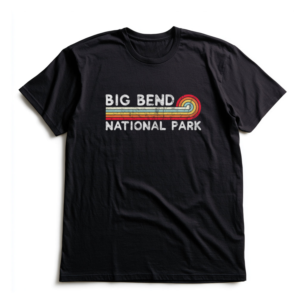 Big Bend National Park T-Shirt - Vintage Stretched Sunrise in Black