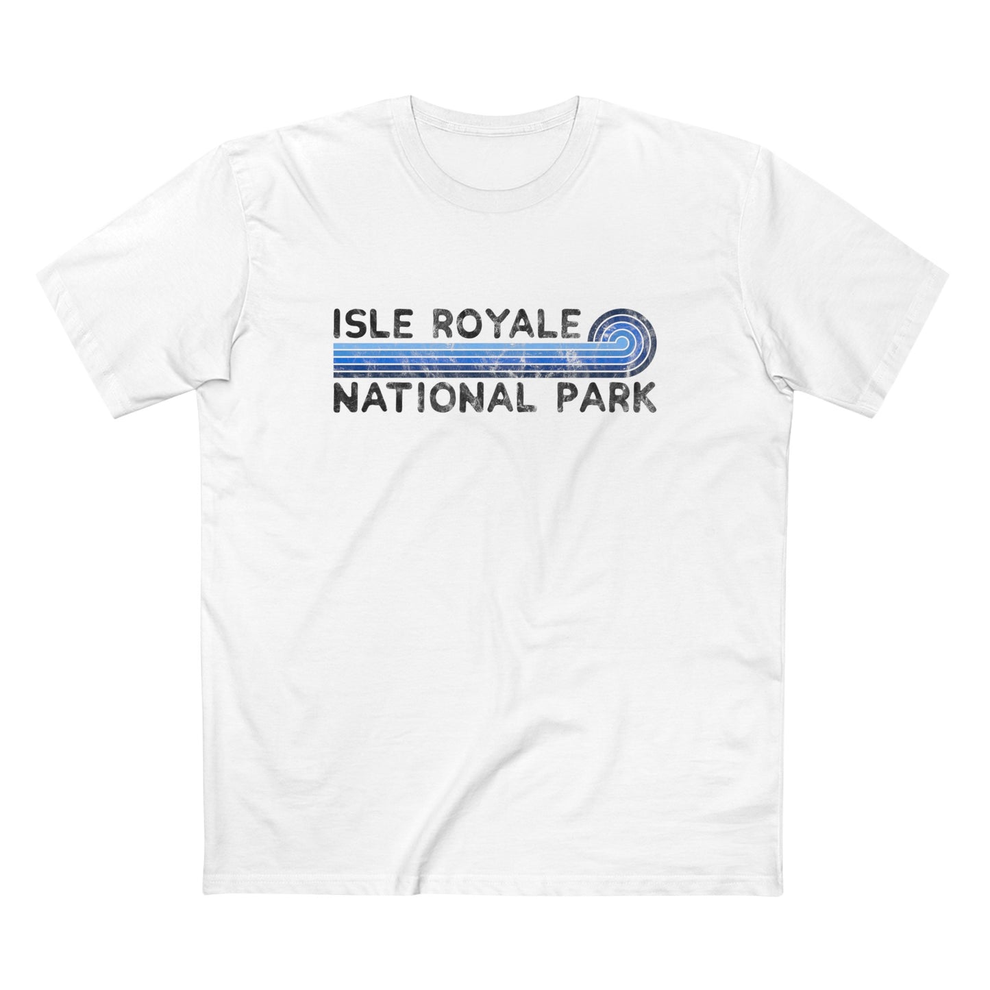 Isle Royale National Park T-Shirt - Blue Vintage Stretched Sunrise