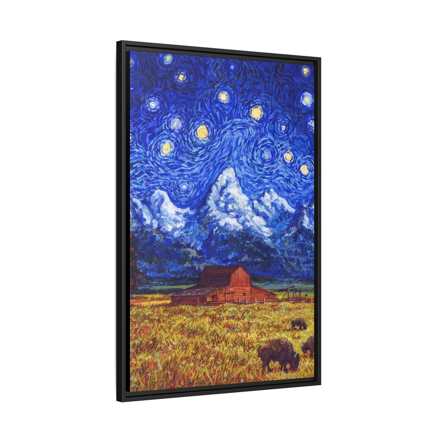 Grand Teton National Park Framed Canvas - The Starry Night