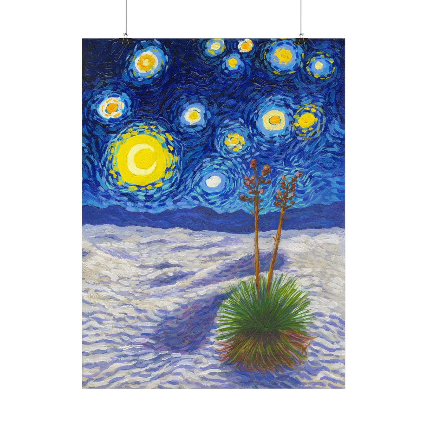 White Sands National Park Park Starry Night Poster - Premium Textured Paper