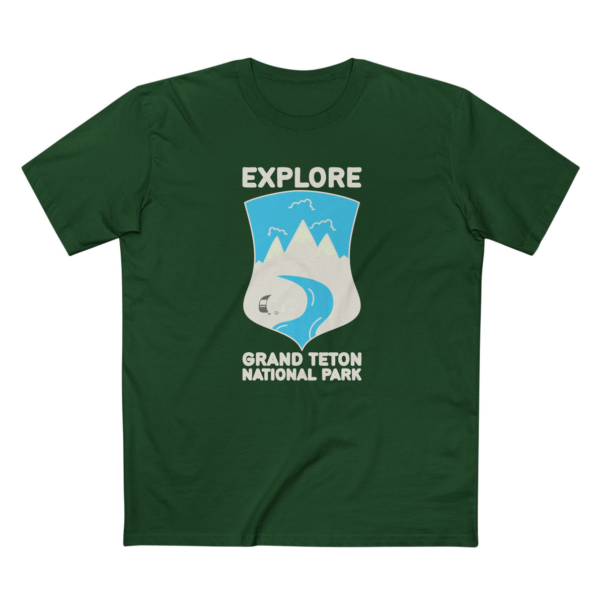 Grand Teton National Park T-Shirt - Camper in Forest Green