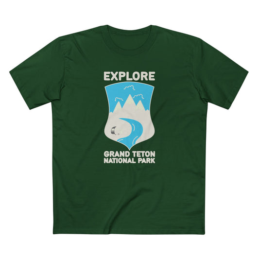 Grand Teton National Park T-Shirt - Camper in Forest Green