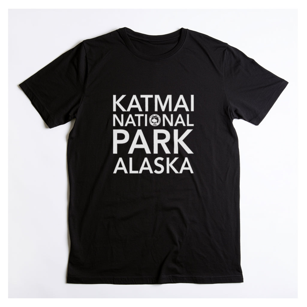 Katmai National Park T-Shirt Block Text in Black