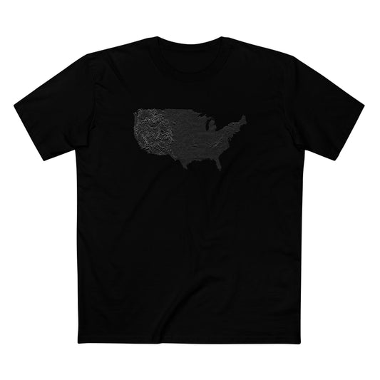 Contiguous USA T-Shirt - Topographical Lines in Black