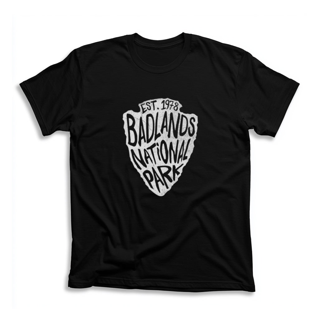 Badlands National Park T-Shirt - Arrowhead Design in Black