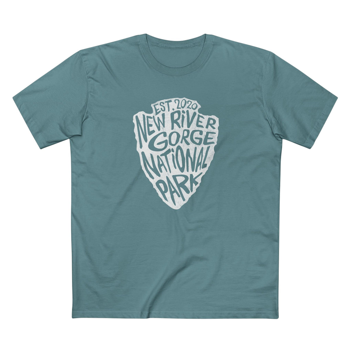 New River Gorge National Park T-Shirt - Arrowhead Design in Slate Blue