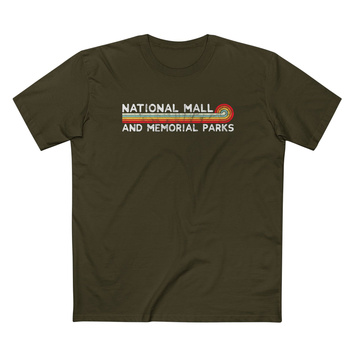 National Mall and Memorial Parks T-Shirt - Vintage Stretched Sunrise in Army
