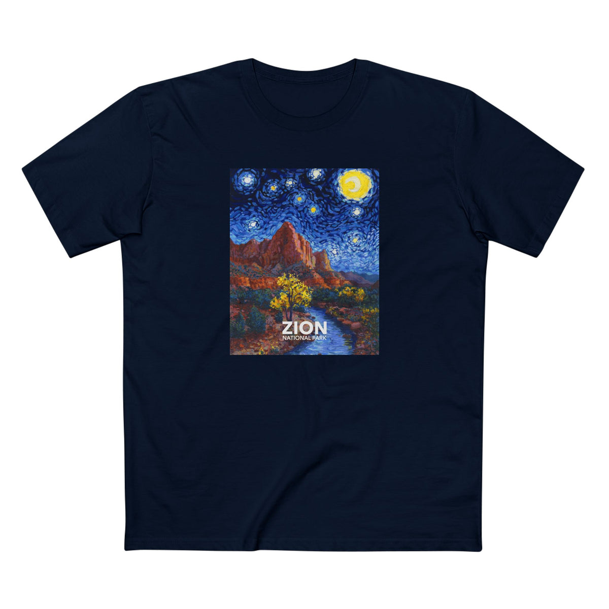 Zion National Park T-Shirt - The Starry Night in Navy
