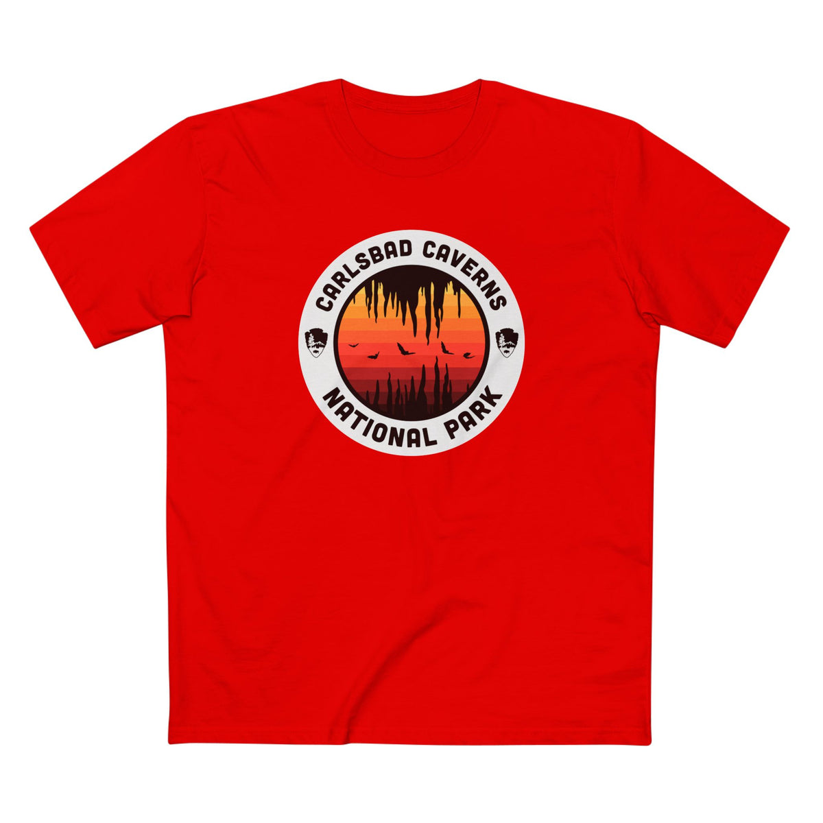 Carlsbad Caverns National Park - Round Badge Design in Red