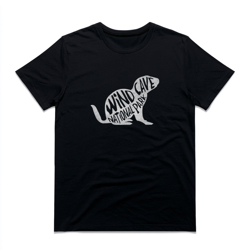Wind Cave National Park T-Shirt - Prairie Dog in Black