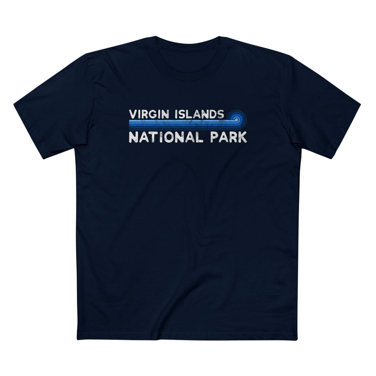 Virgin Islands National Park T-Shirt - Blue Vintage Stretched Sunrise in Navy