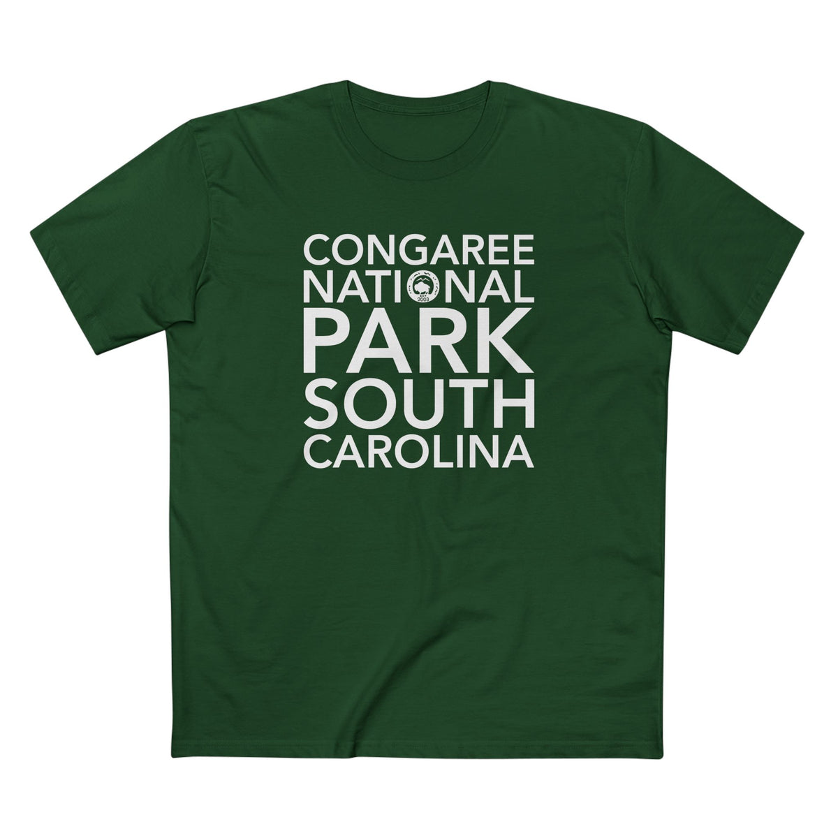 Congaree National Park T-Shirt Block Text in Forest Green