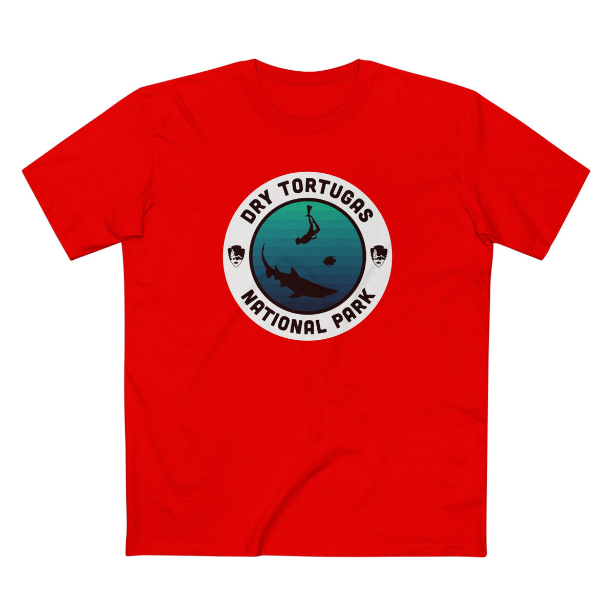 Dry Tortugas National Park T-Shirt - Round Badge Design in Red