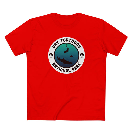 Dry Tortugas National Park T-Shirt - Round Badge Design in Red