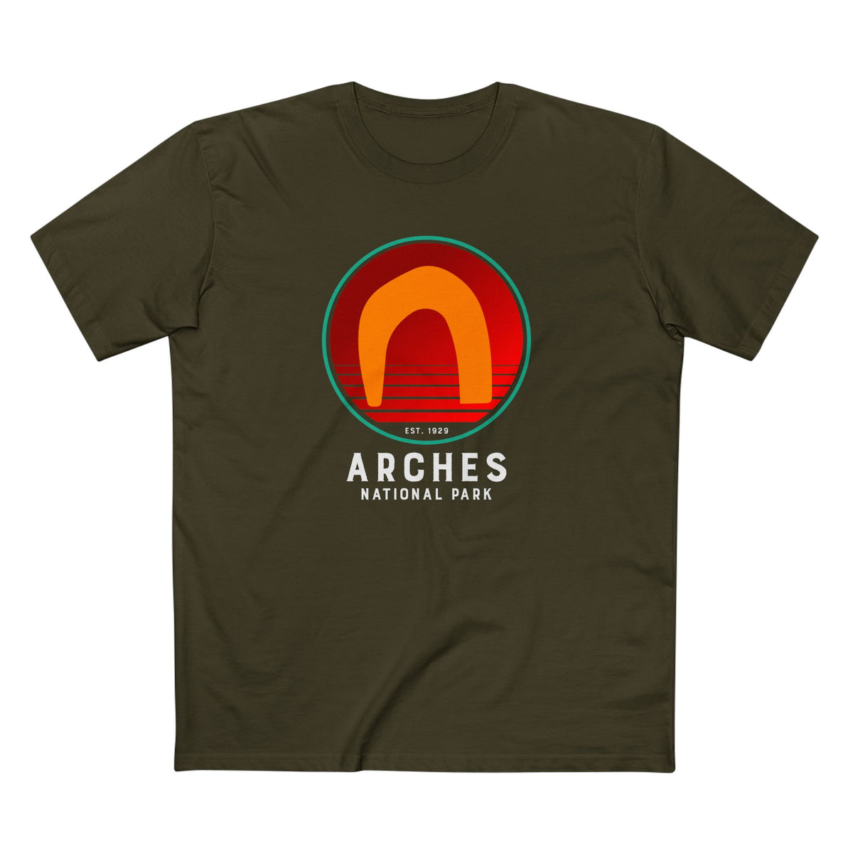 Arches National Park T-Shirt - Delicate Arch Design in Army