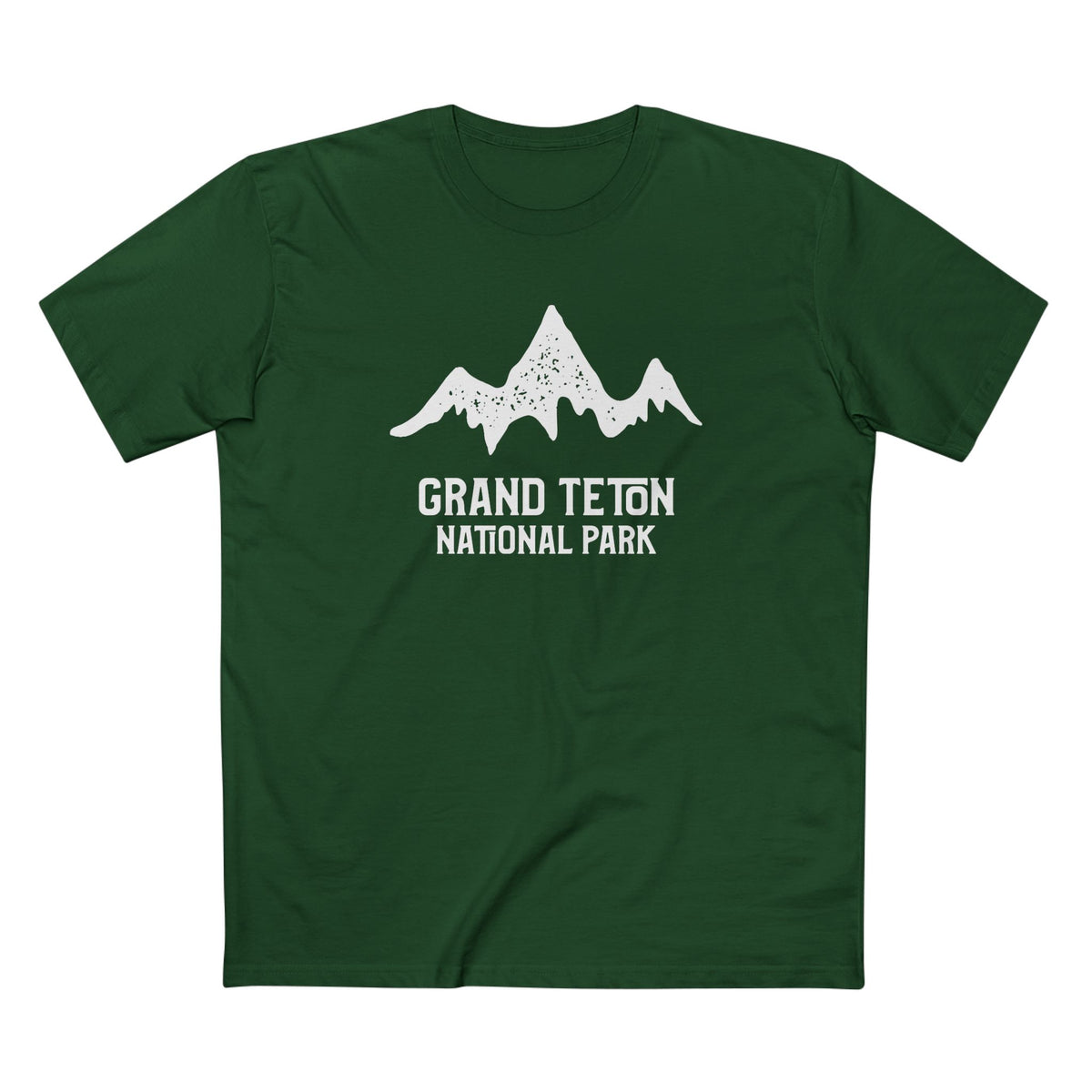 Grand Teton National Park T-Shirt - Mountain Stamp in Forest Green
