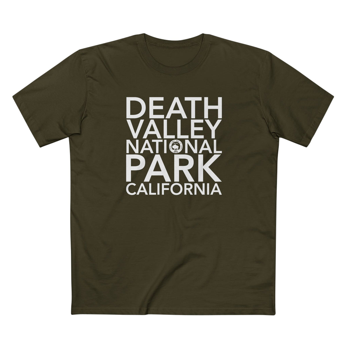 Death Valley National Park T-Shirt Block Text in Army