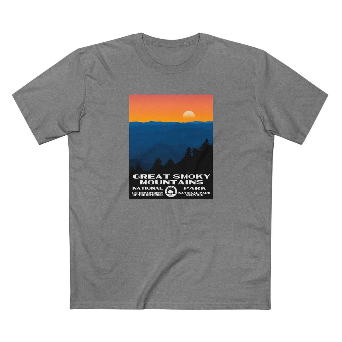 Great Smoky Mountains National Park T-Shirt - WPA Poster Design in Athletic Heather