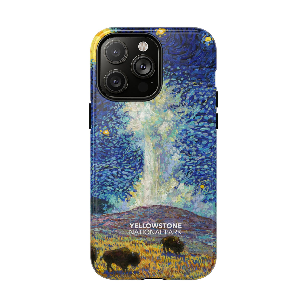 Yellowstone National Park iPhone Case with MagSafe - Old Faithful Starry Night