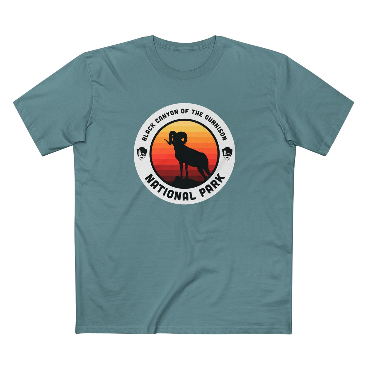 Black Canyon of the Gunnison National Park T-Shirt - Round Badge Design in Slate Blue
