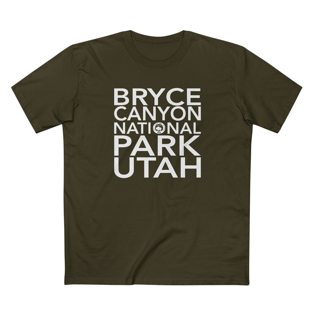 Bryce Canyon National Park T-Shirt Block Text in Army