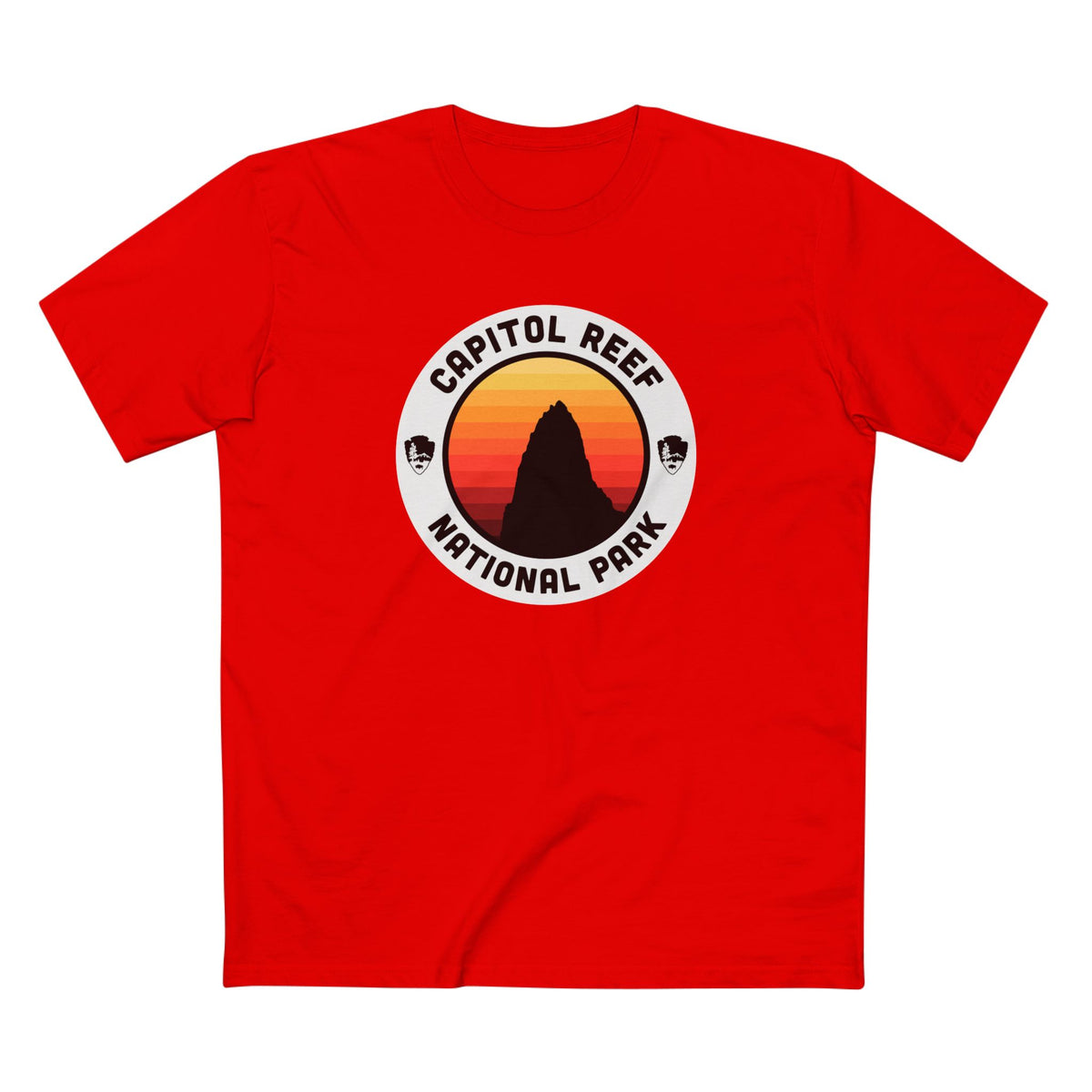 Capitol Reef National Park T-Shirt - Round Badge Design in Red