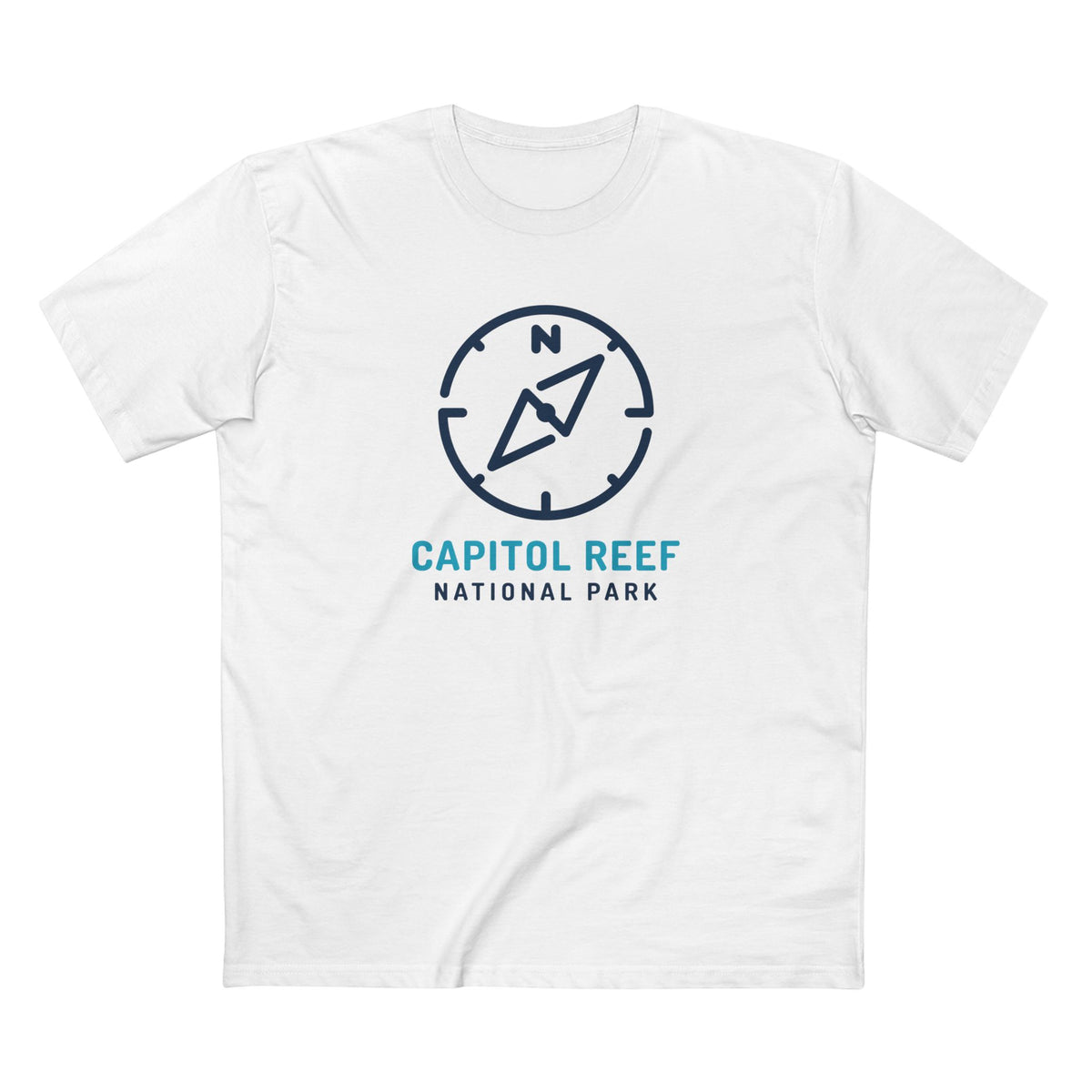 Capitol Reef National Park T-Shirt Compass Design in White