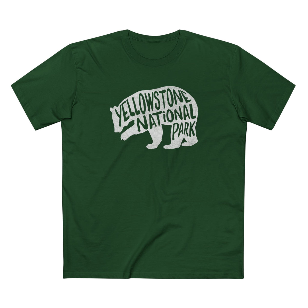 Yellowstone National Park T-Shirt - Grizzly Bear in Forest Green