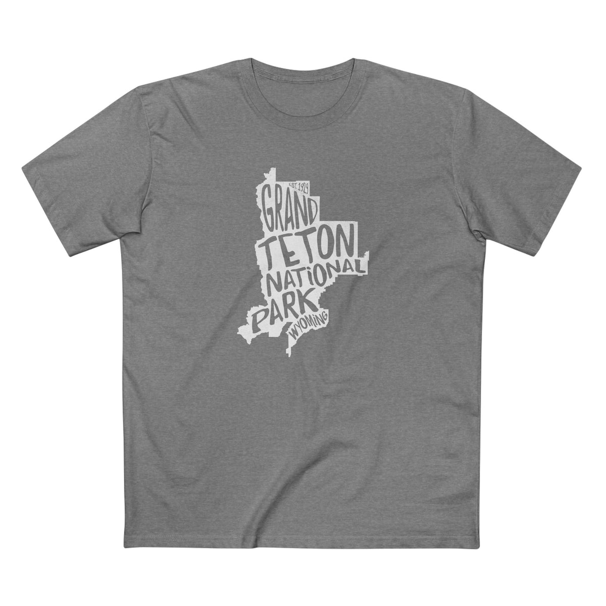 Grand Teton National Park T-Shirt - Map in Athletic Heather