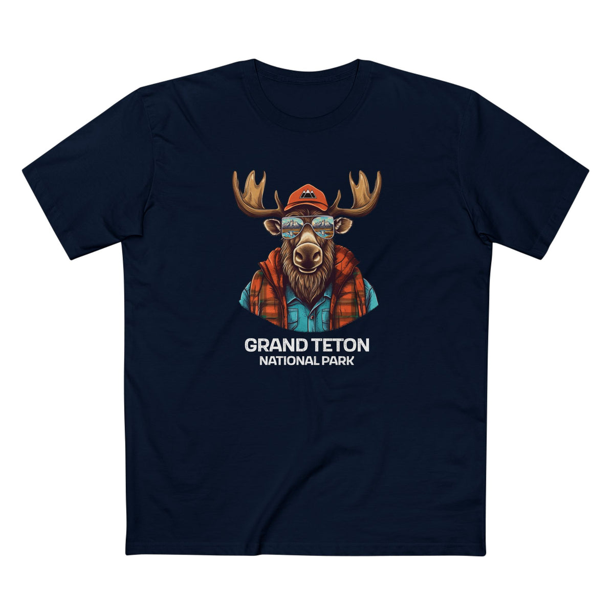 Grand Teton National Park T-Shirt - Cool Moose in Navy