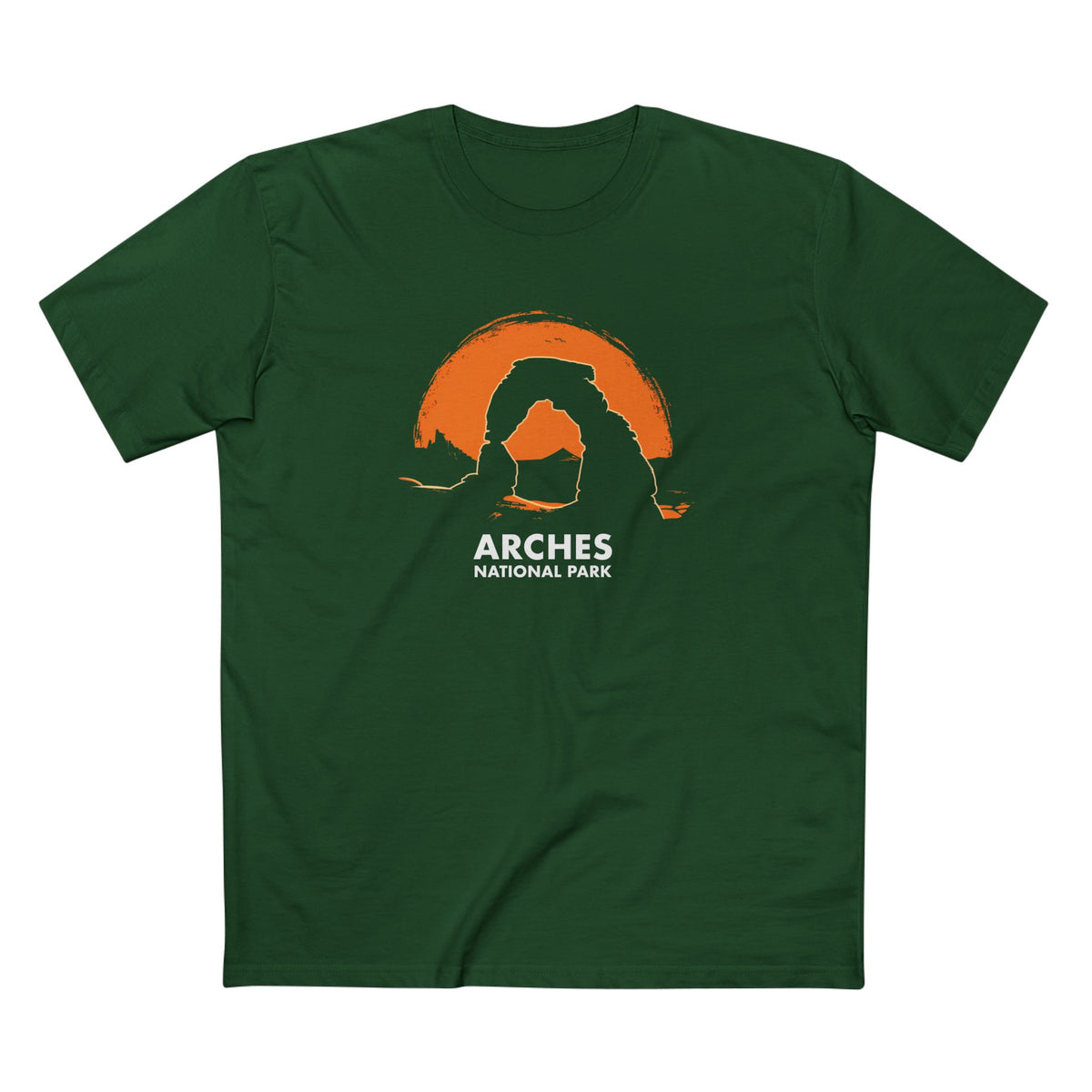 Arches National Park T-Shirt - Delicate Arch Design in Forest Green