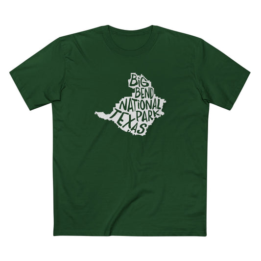 Big Bend National Park T-Shirt - Map in Forest Green