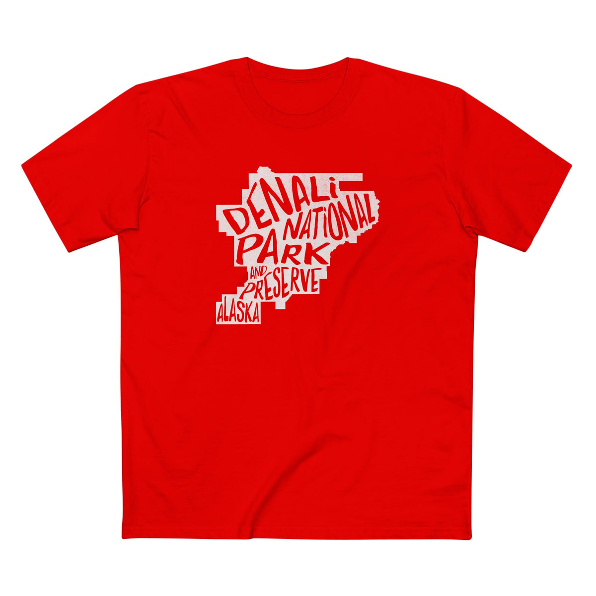 Denali National Park T-Shirt - Map in Red